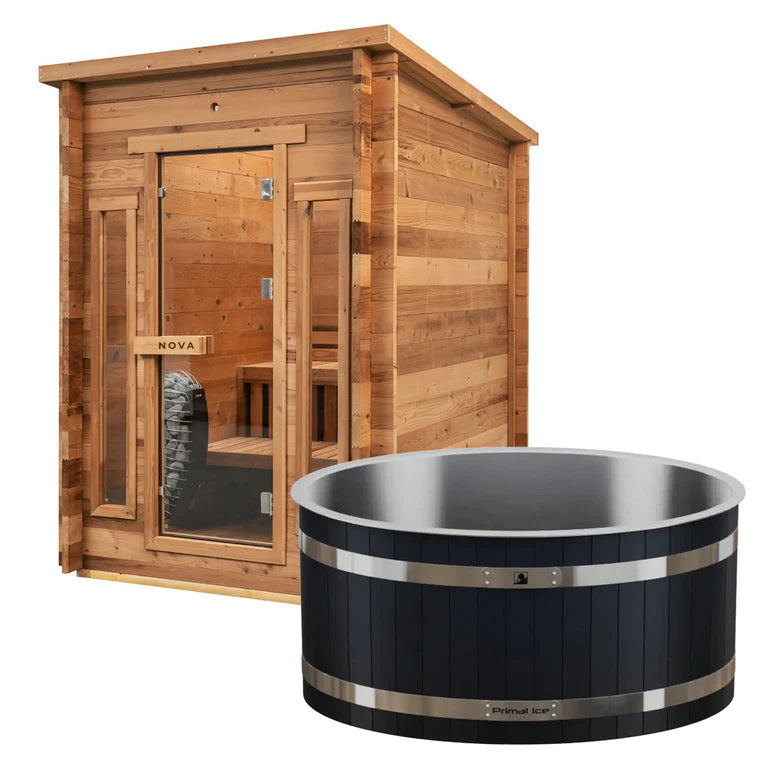 JDM: 4 Person Cedar Sauna + Primal Cedar Ice Bath
