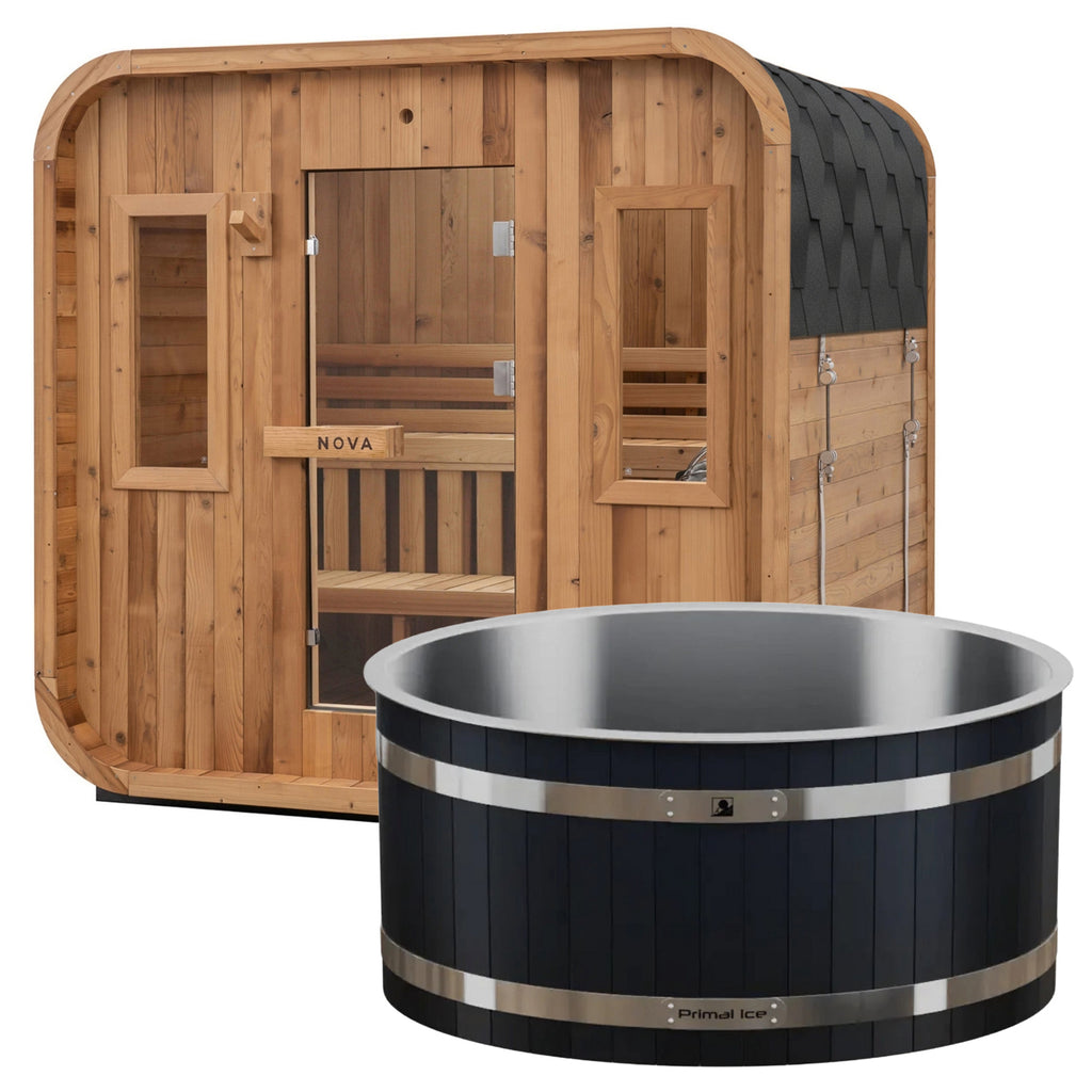Cedar 6ix: 6 Person Cedar Sauna + Primal Cedar Ice Bath